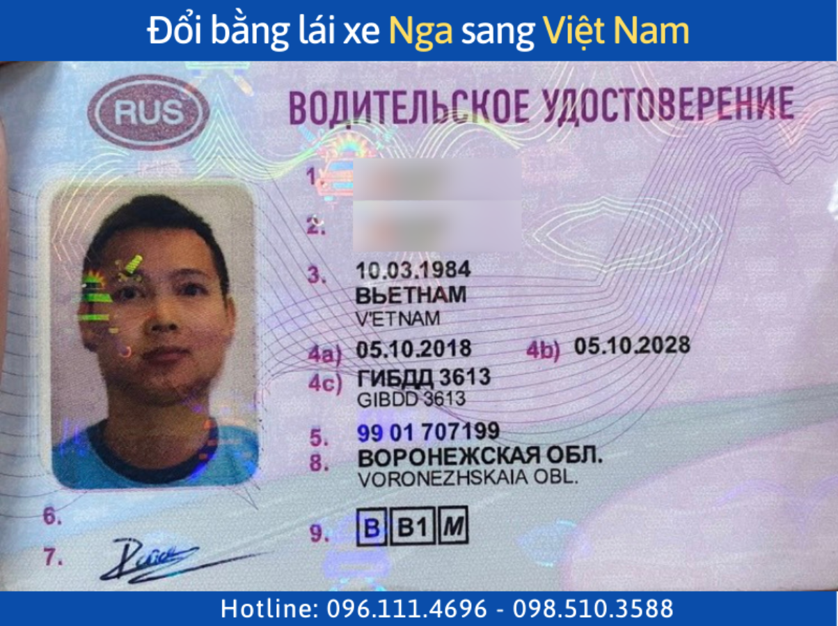Về chi phí đổi bằng lái xe Nga sang Việt Nam