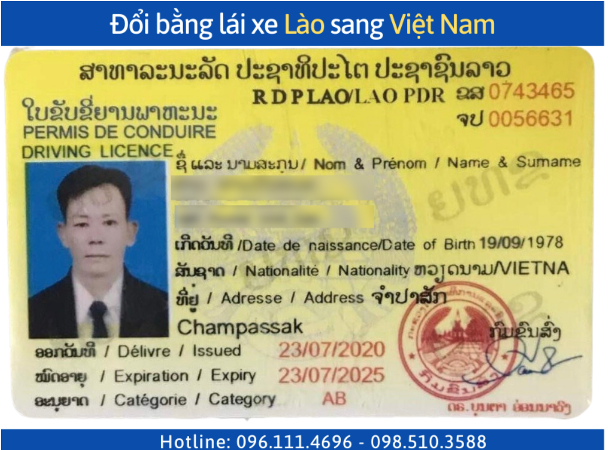 Đổi bằng lái xe Lào sang Việt Nam
